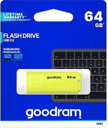 Pendrive GoodRAM 64GB UME2 yellow USB 2.0 - retail blister