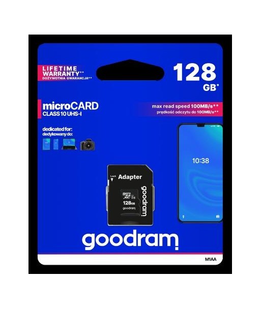 microSD 128GB CARD class 10 UHS I + adapter - retail blister