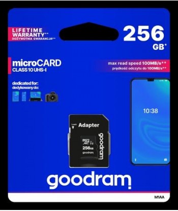 microSD 256GB CARD class 10 UHS I + adapter - retail blister