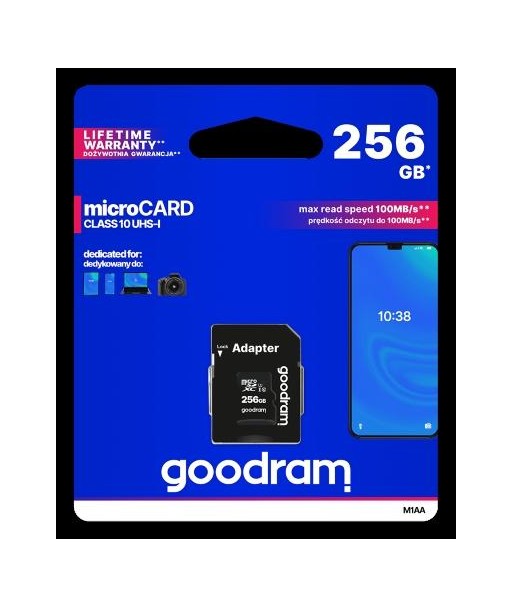 microSD 256GB CARD class 10 UHS I + adapter - retail blister