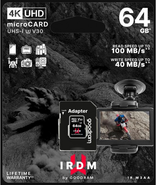 microSD 64GB CARD UHS I U3 + adapter - retail bliste