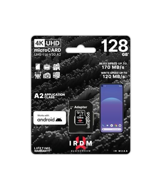 microSD IRDM by GOODRAM 128GB UHS I U3 A2 + adapter