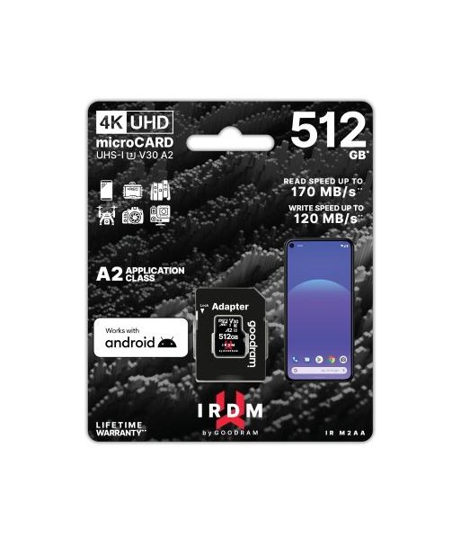 microSD IRDM by GOODRAM 512GB UHS I U3 A2 + adapter