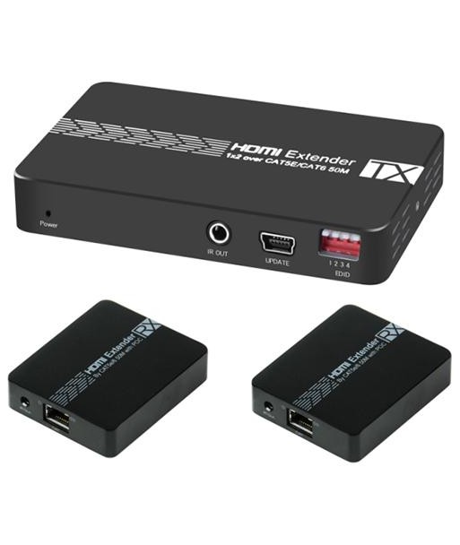 Splitter HDMI 1x2 con 2 Extender HDMI  3D 1080p@60Hz